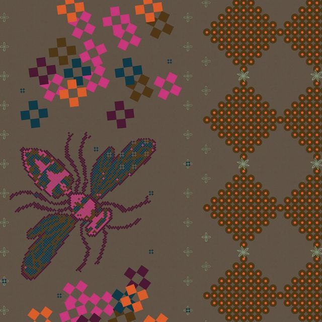Melody Miller Fabric Ruby Star Spring - Bee in Nightlite - 1 Yard