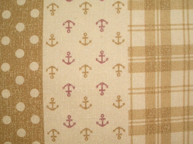 SALE Nautical Fabric in Beige Japanese Fabric Cotton Canvas - 1 Yard