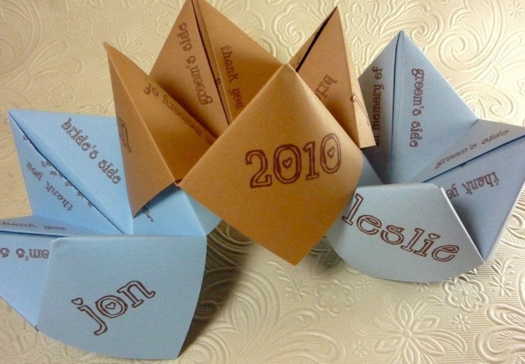 3 Sets of Questions - Wedding Cootie Catcher (PDF - PRINTABLE)