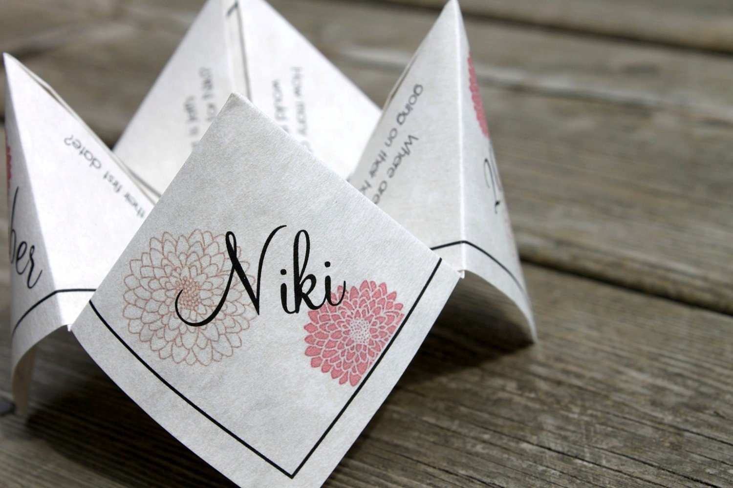 Wedding Menu Cootie Catcher (PDF - PRINTABLE)