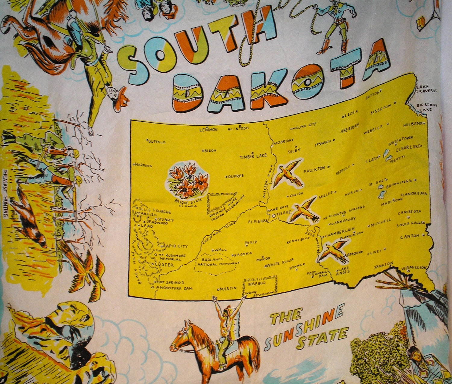 Vintage Tourist Scarf Of South Dakota