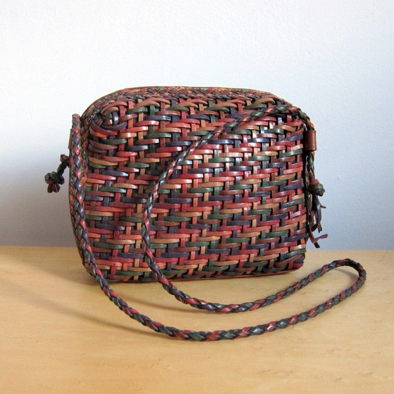 Multi-color Woven Leather Bag 80s Brazil by brumeuse on Etsy