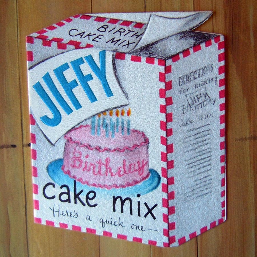 Vintage 1950's Retro Jiffy Cake Mix Box Birthday by PaperPicker