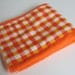 Orange Hand Dyed Mini Burp Cloth with Orange and Yellow Plaid Fabric