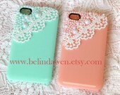 white lace and pearl trim mint green Hard Case for Apple iPhone 4 Case, iPhone 4s Case, iPhone 4 Hard Case, iPhone Case - belindawen white lace and pearl trim mint green Hard Case for Apple iPhone 4 Case, iPhone 4s Case, iPhone 4 Hard Case, iPhone Case - belindawen