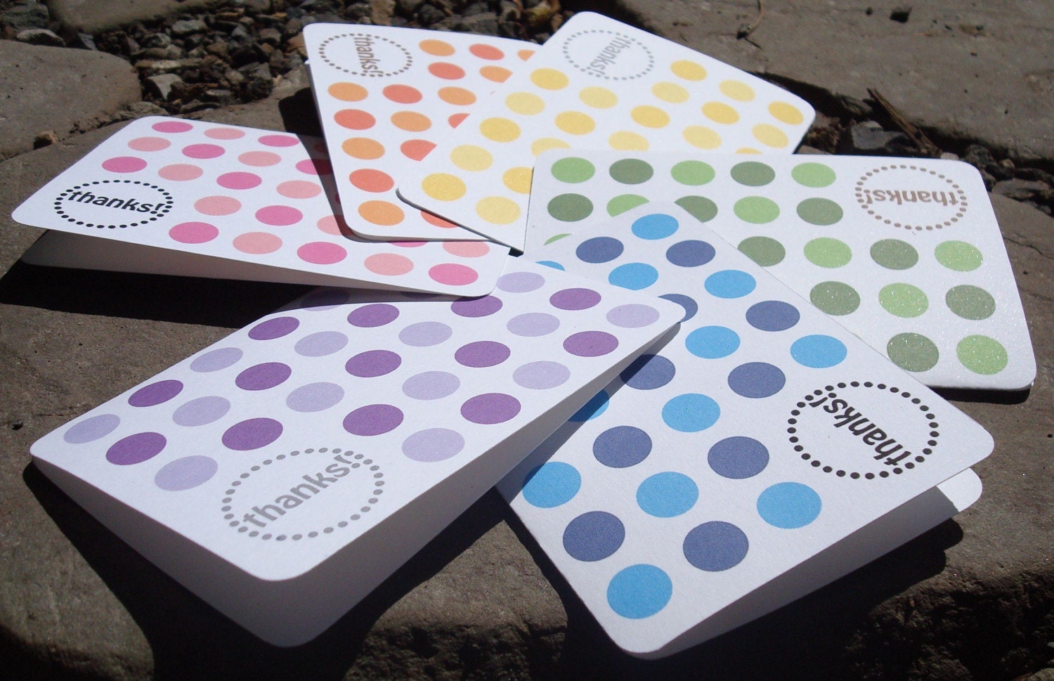 Thank You Cards - Set of 6 - Rainbow Sparkle Mixed Pack - FREE SHIPPING