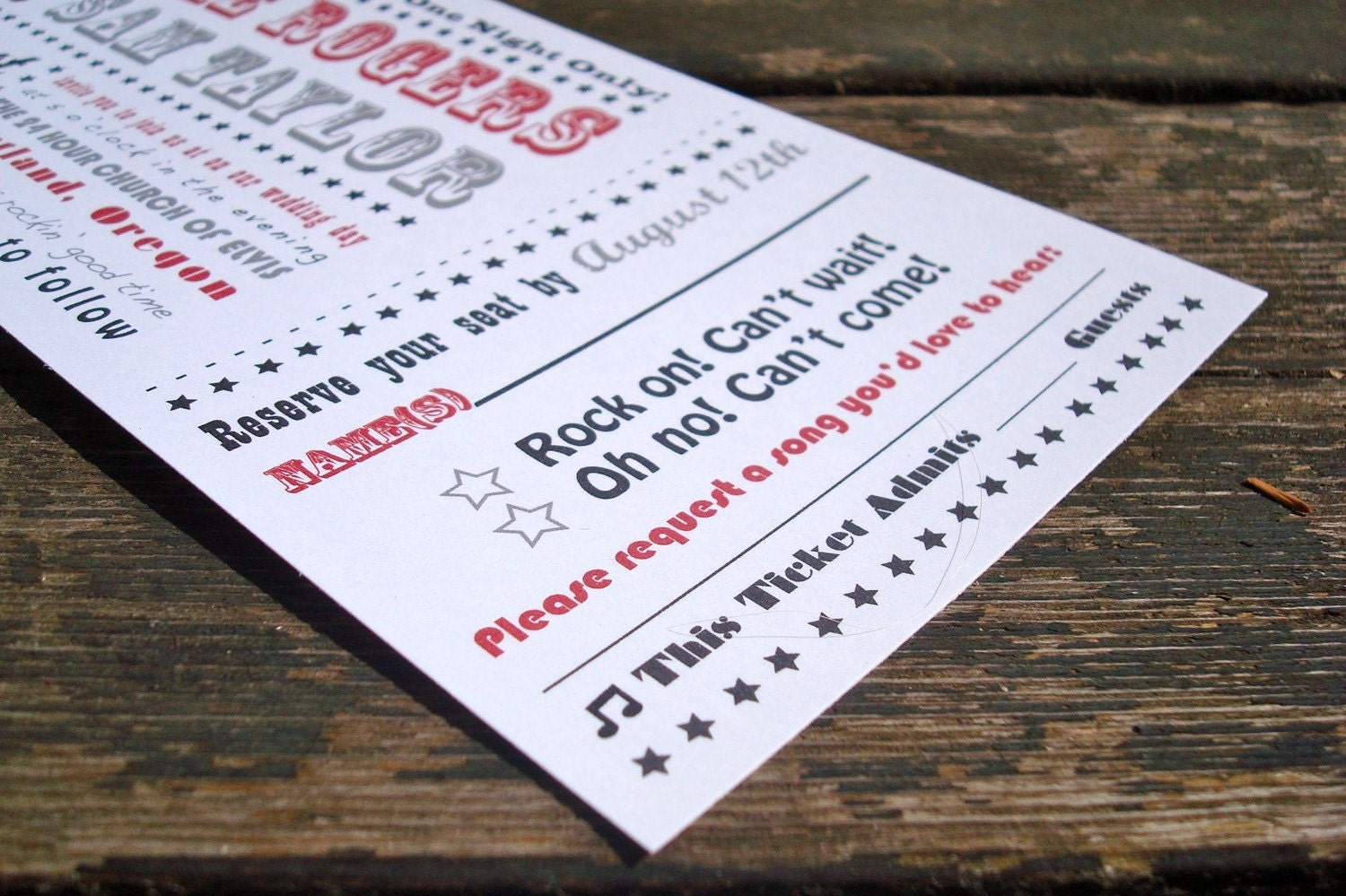 Printable Concert Ticket Wedding Invitation - Digital File