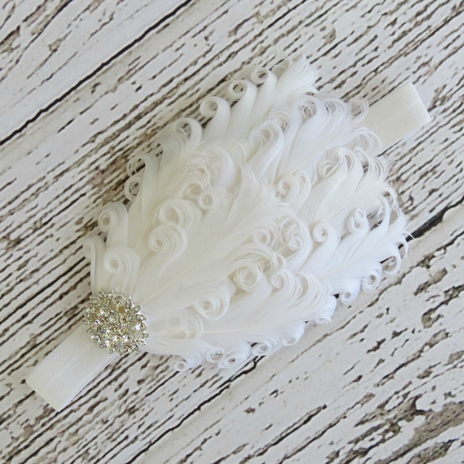 Baby Headband..White Headband..Feather Headband..Newborn Headband..Photo Prop..Baptism..Christening
