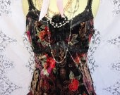 velvet black dress wedding bridesmaid SaLe bohemian black velvet floral bustier black lace tulle skirt medium large by vastly vintage