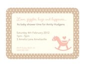 Printable Custom Baby Shower Invitation - Rocking Horse Pink