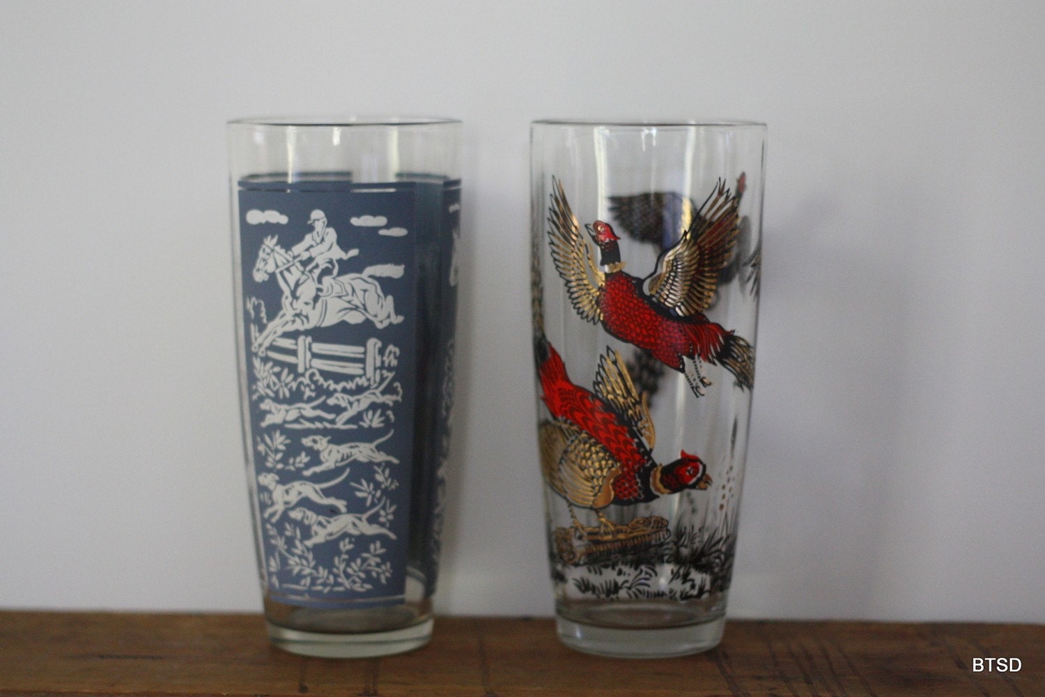 Vintage Pheasant Mixing Glass Shaker or Vase