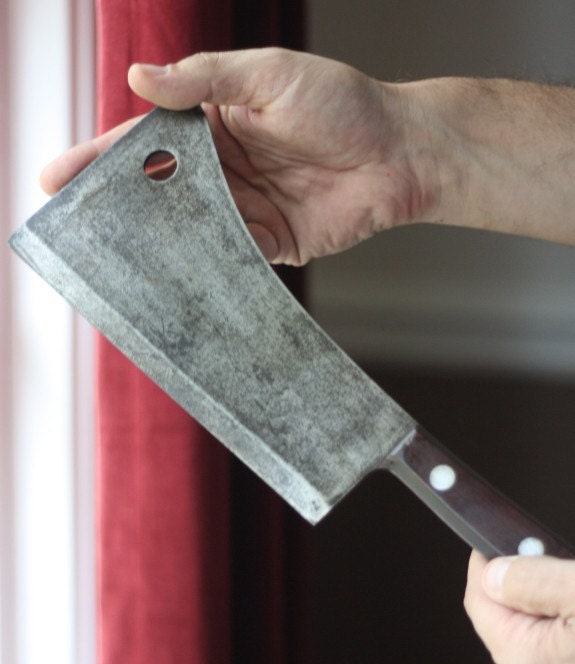 Antique Vintage Industrial Butcher Meat Cleaver Commercial Knife