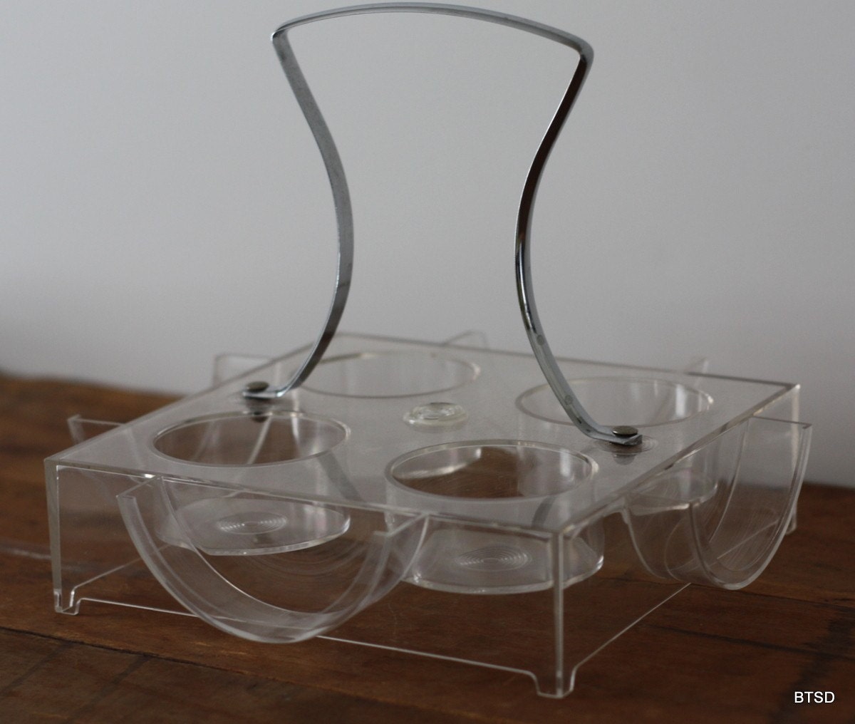 Vintage Silver Rimmed Ombre 9 Piece Glassware Set Including Glass Coasters and Caddy