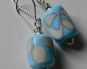 Blue and white glass earrings