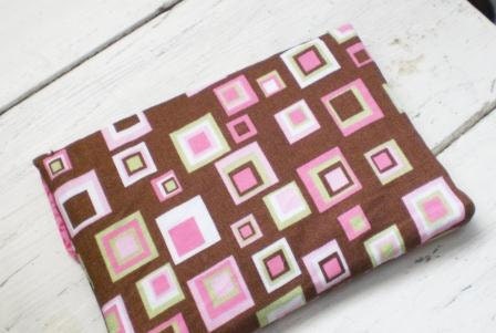 Fabric wallet, brown, pink, geometric, squares velcro, pockets, lined, womens, teens, accessories, ready to ship, handmade