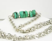 Necklace turquoise minimalist modern unisex gemstone december birthstone silver tone chain free shipping teamt