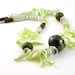 Necklace mother of pearl olive green mint green pastel recycled glass silver ceramic raku sea beach tribal statement ooak unique