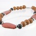 Necklace modern tribal bold silver ceramic ochre brown chocolate brown poppy jasper gemstone caramel brown statement flat slabs teamt