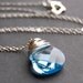 Light Blue Crystal Necklace, Aquamarine Swarovski Crystal Wire Wrapped Pendant, Sterling Silver Cable Chain
