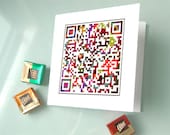 Funny Valentine Card or your personalized message for an additional 3 dollars - Quote - Love is just a chocolate substitute - QR Code Art