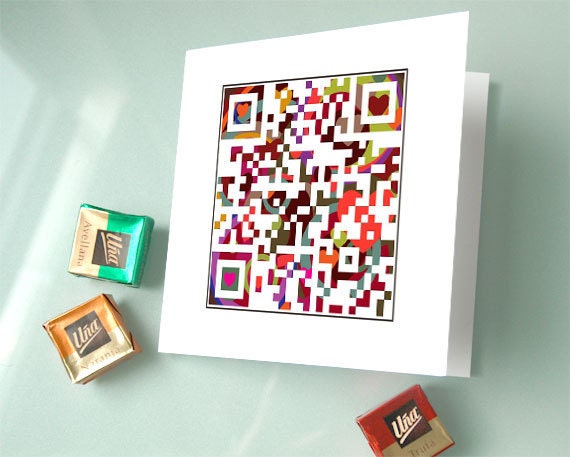 Valentine card - All you need is love or personalized message for an additional 3 dollars - marry me card, love card - QR code art