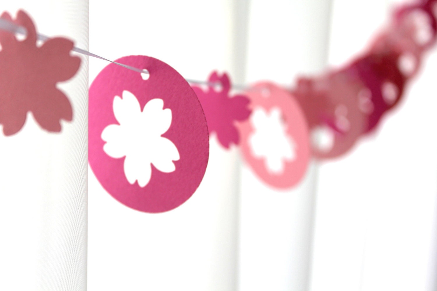6 Foot - Cherry Blossom Disc Garland - available in your choice of colors  -  Banner perfect for Parties, Bridal or Baby Showers