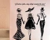 Wall decals FASHION MODELS with Coco Chanel quote Surface graphics interior decor by Decals Murals (54x60)