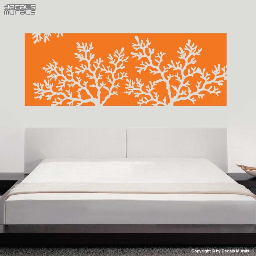Vinyl decal CORAL REEF HEADBOARD Wall art stickers interior decor by Decals Murals (King)