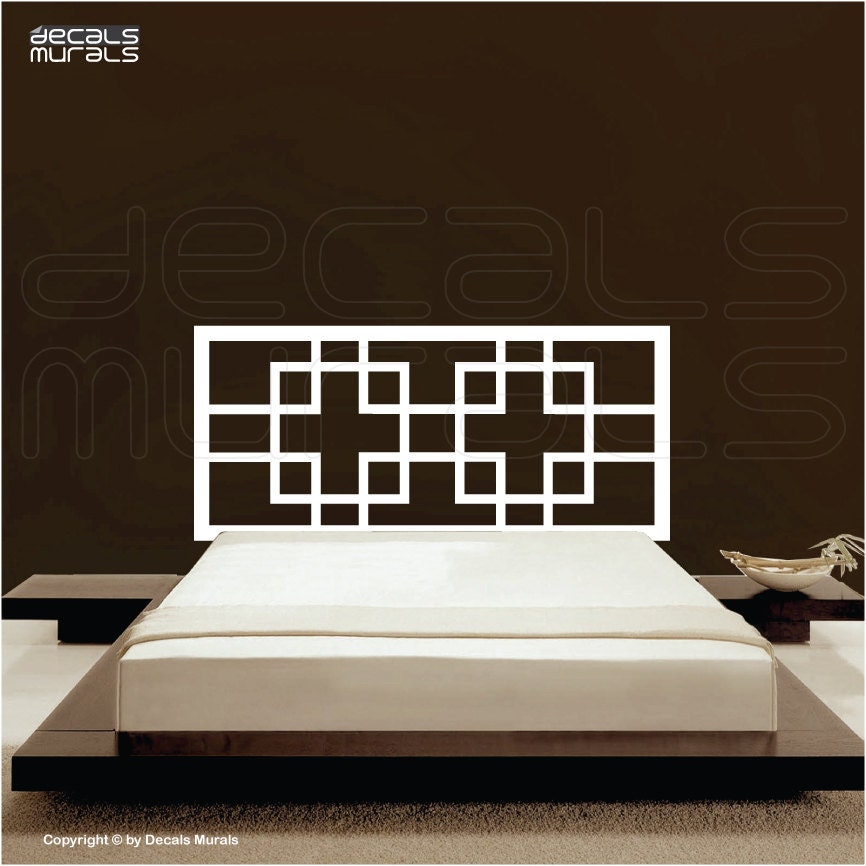 Decal headboard OVERLAPPING SQUARES Wall art decor stickers by Decals Murals (Queen)