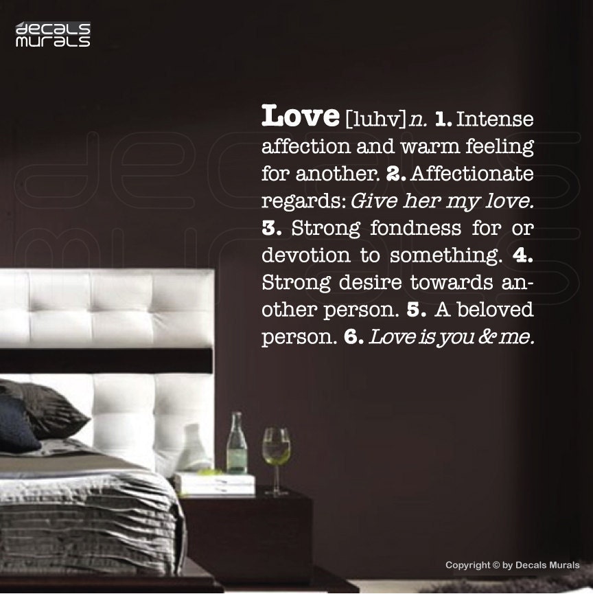 Wall decals LOVE DEFINITION Quote vinyl lettering stickers by Decals Murals (28x32)