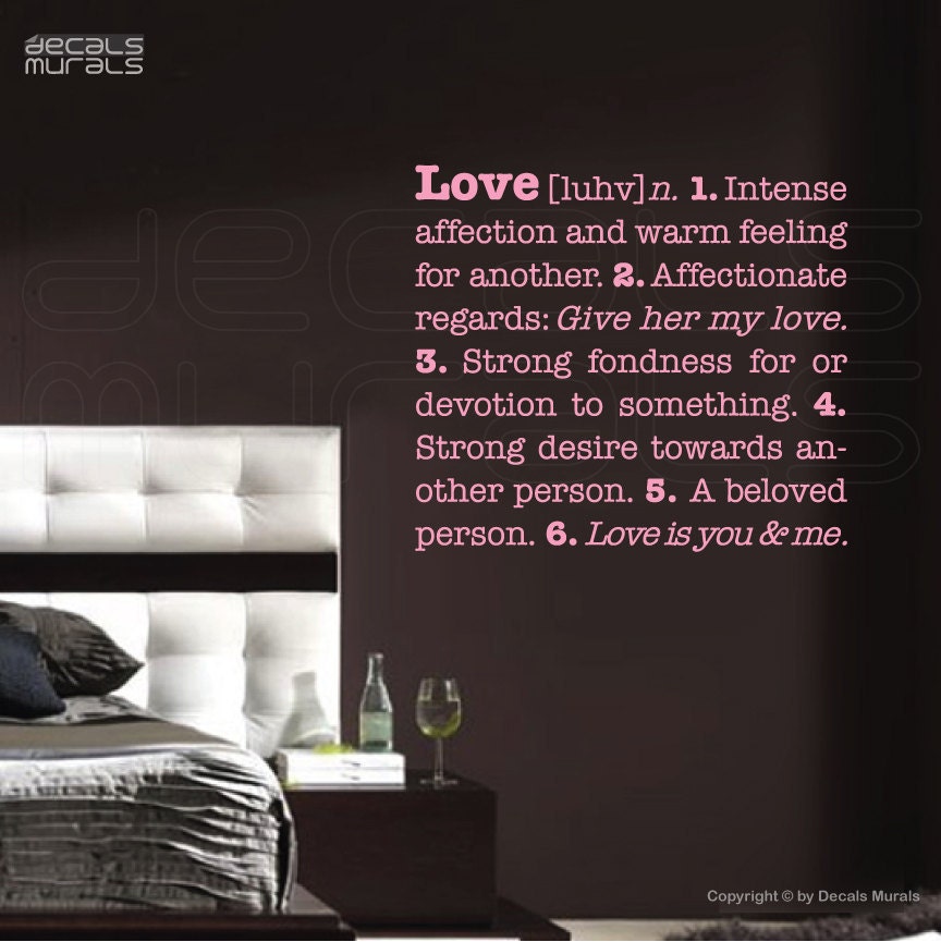 Wall decals LOVE DEFINITION Quote vinyl lettering stickers by Decals Murals (28x32)