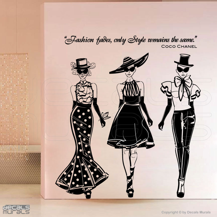 Wall decals FASHION MODELS with Coco Chanel quote by ...