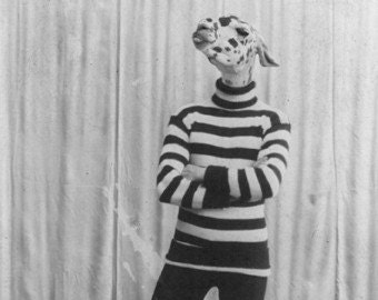 Funny Animal Photography - Vintage Llama - Collage Art - Llama Man - Black and White - Alpaca - Skate - Photoshopped - 8x10 Print