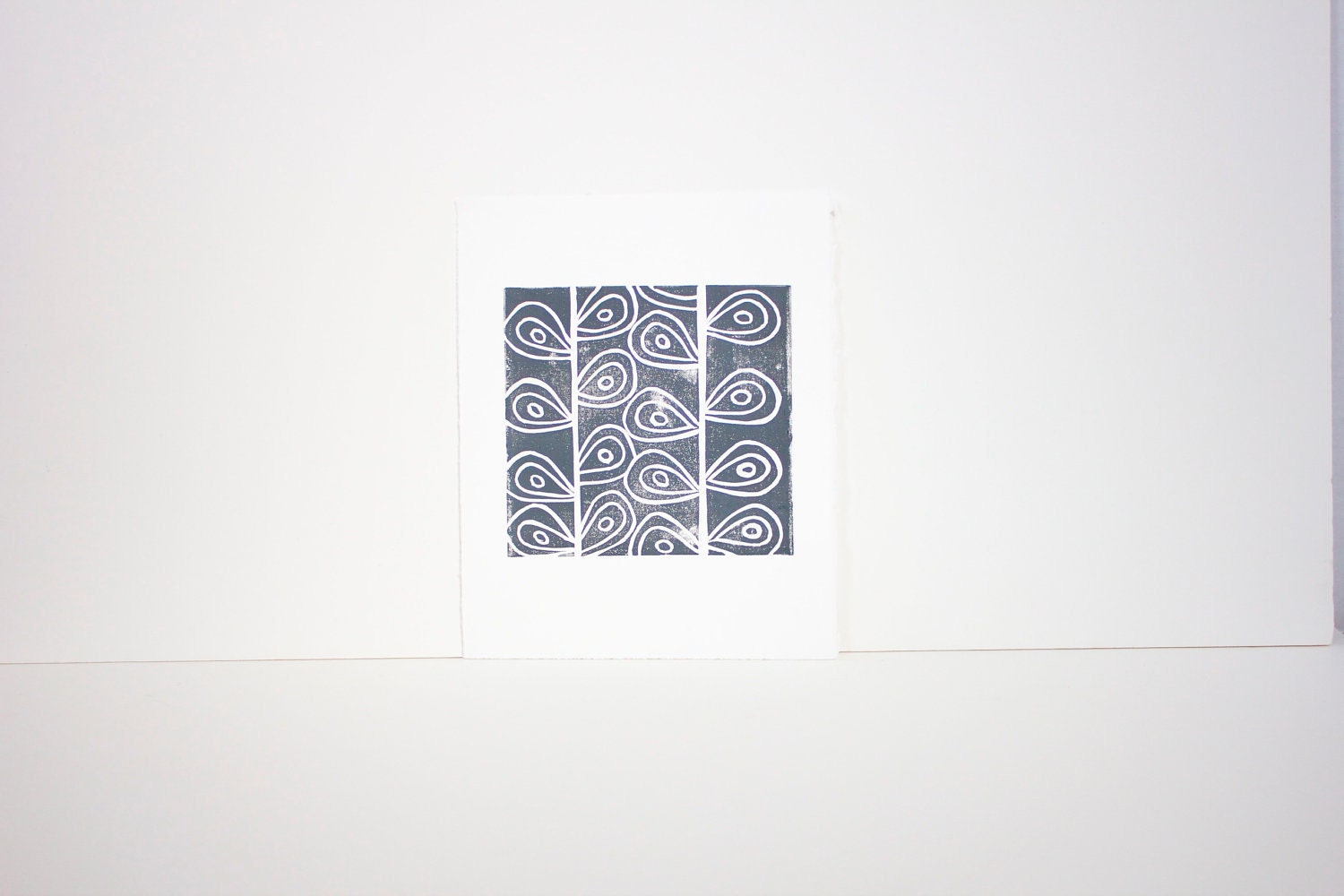 Gray Art Garden Stems Gray Modern Art Linocut Print of garden stems 8x10 Printmaking