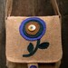 Wool Penny Rug Purse with Large Flower