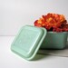 Fire King Jadite Jadeite Refrigerator Dish Philbe Pattern with Lid, Small Square Green Glass