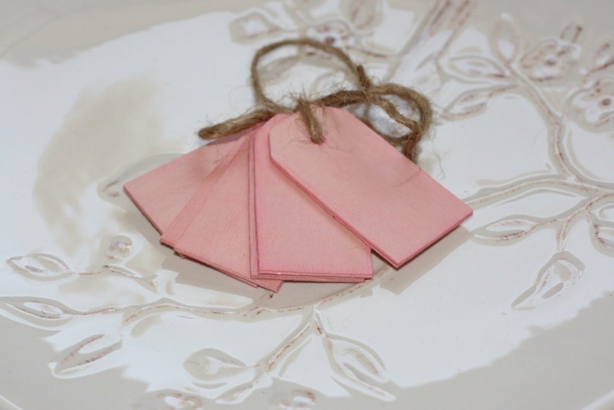 wood gift tags, PiNk x6, gift hang tags for packaging