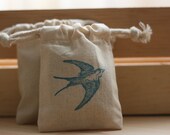 muslin favor bags SoAr in BLUE x10, muslin wedding favor bags, gift bags for goodies, party favor bags, reception favor