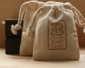 muslin gift bags B is for BaBy x 10 3x4" muslin favor bags for baby shower, birth announcement, gift favor bags