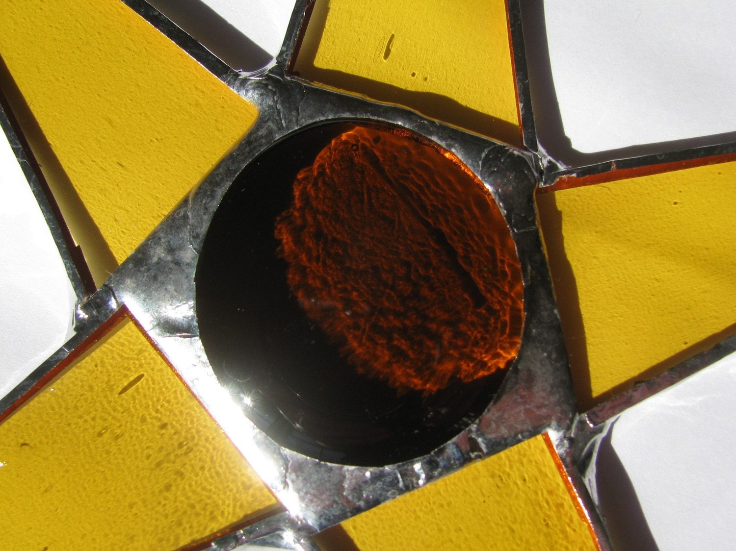 Cream Soda and Root Beer - stained glass star in gold and amber
