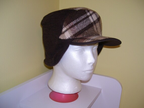Vintage Plaid Elmer Fudd Grandpa Winter Hat with by FieldsofWheat