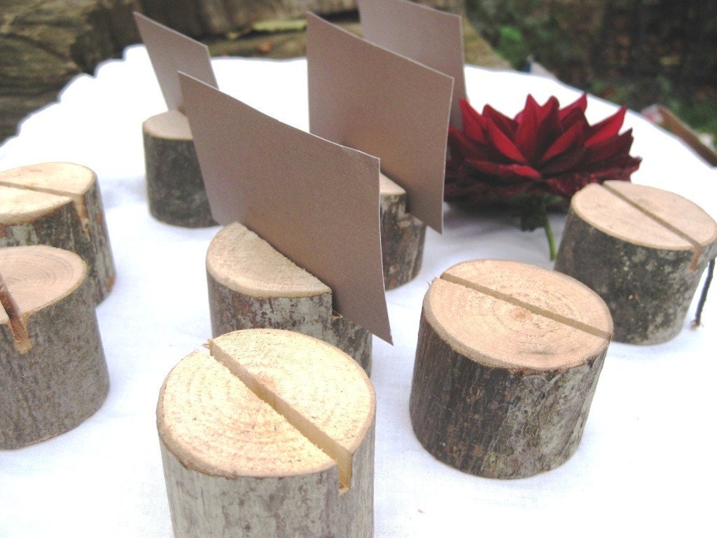 5 round place card holders- from a fallen tree