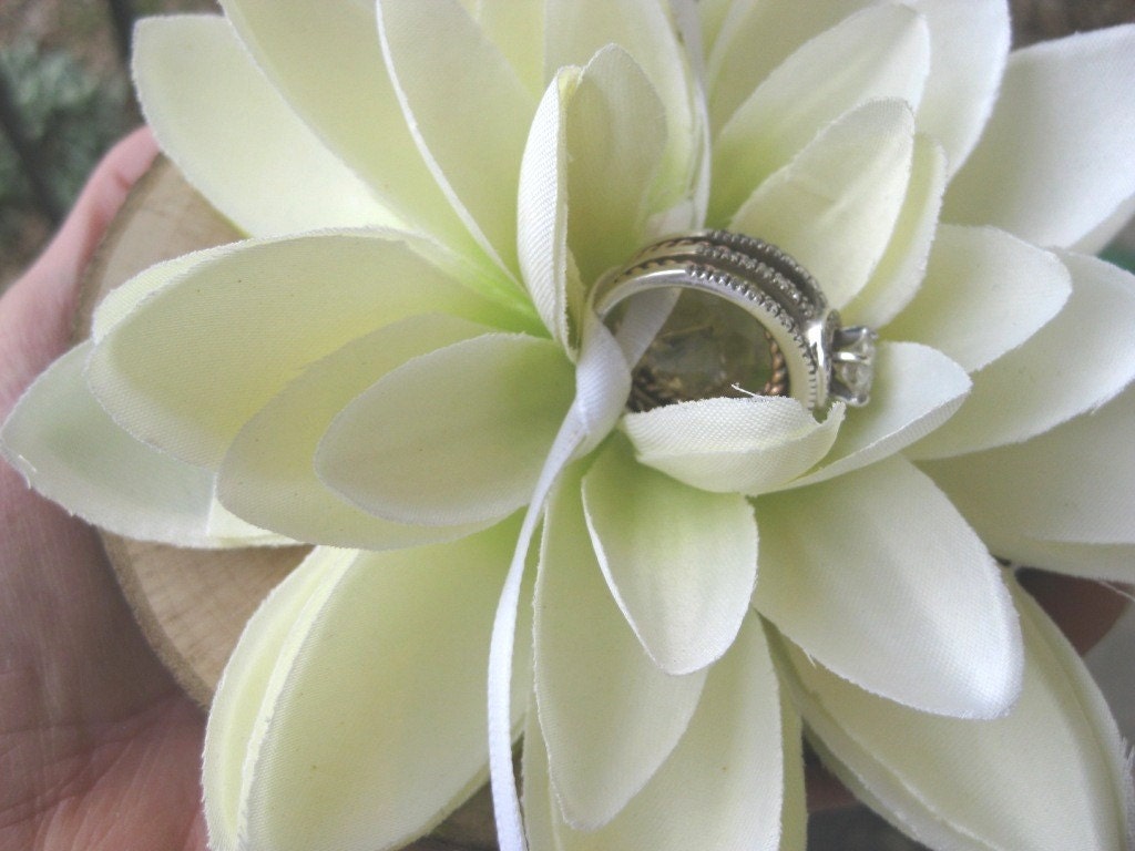 Water Lily Ring Pillow- Natural Wood