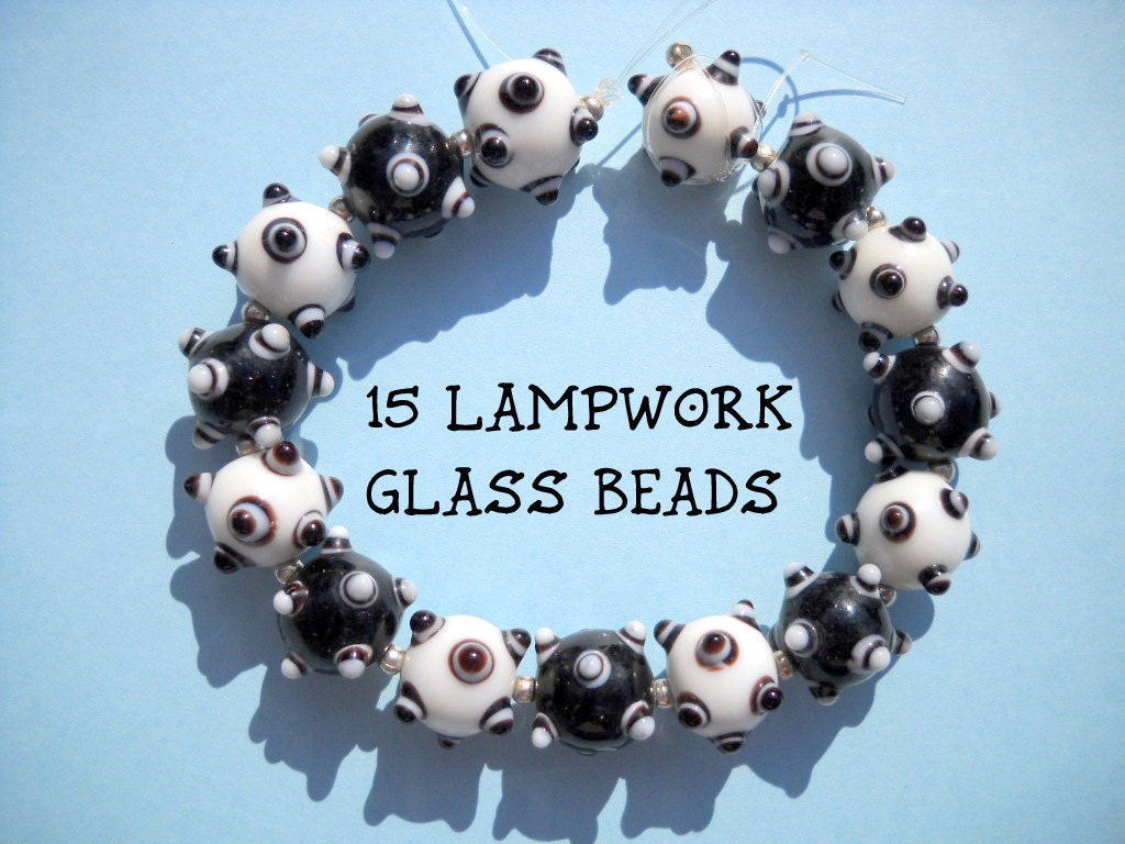 Wholesale Beads - Lampwork Glass Beads - Opaque Black and White Beads