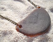 Drilled Beach Glass - Drilled Sea Glass Pendant - Big Salty Brown Bottle Base