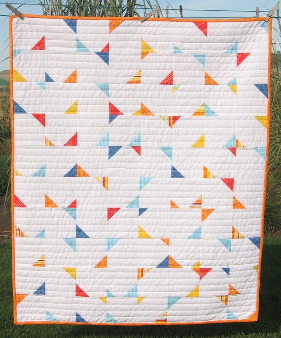 PDF PATTERN, Confetti Crib Baby Geometric Triangle Quilt or Wall Hanging
