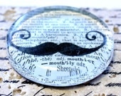 Mustache Glass Paperweight Vintage Dictionary Paper