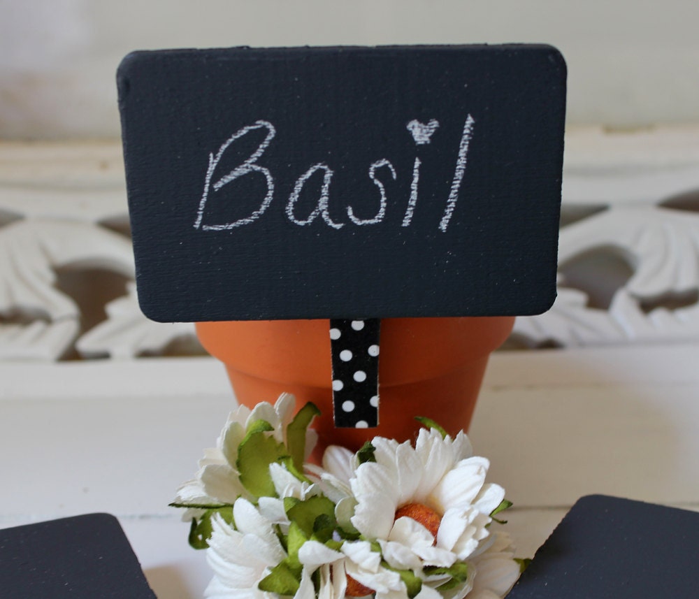 5 Chalkboard Clips with Polka dot clips -Chalkboard Tags-