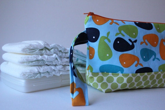 diaper clutch / diaper and wipes case -- a whale of a tale