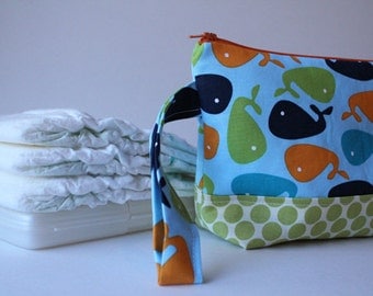 diaper clutch / diaper and wipes case -- a whale of a tale
